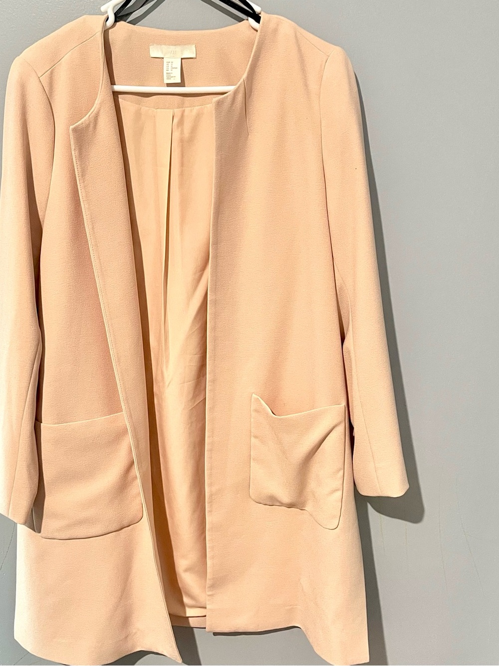H&M Women's Open-Front Longline Coatigan in Blush Size 12
